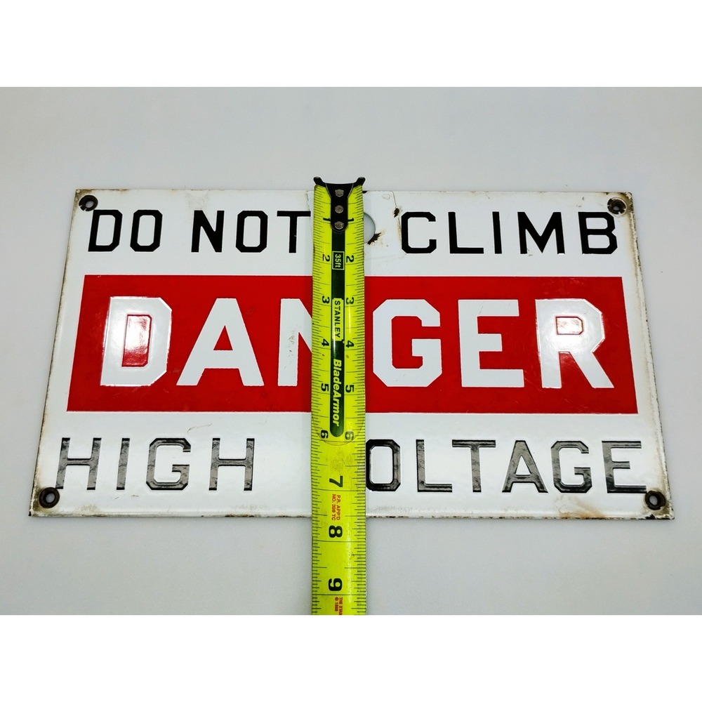 Vintage Danger Porcelain Sign Circa 1920s-1960s Red, Black and White 13" x 7.5" - Picture 12 of 12